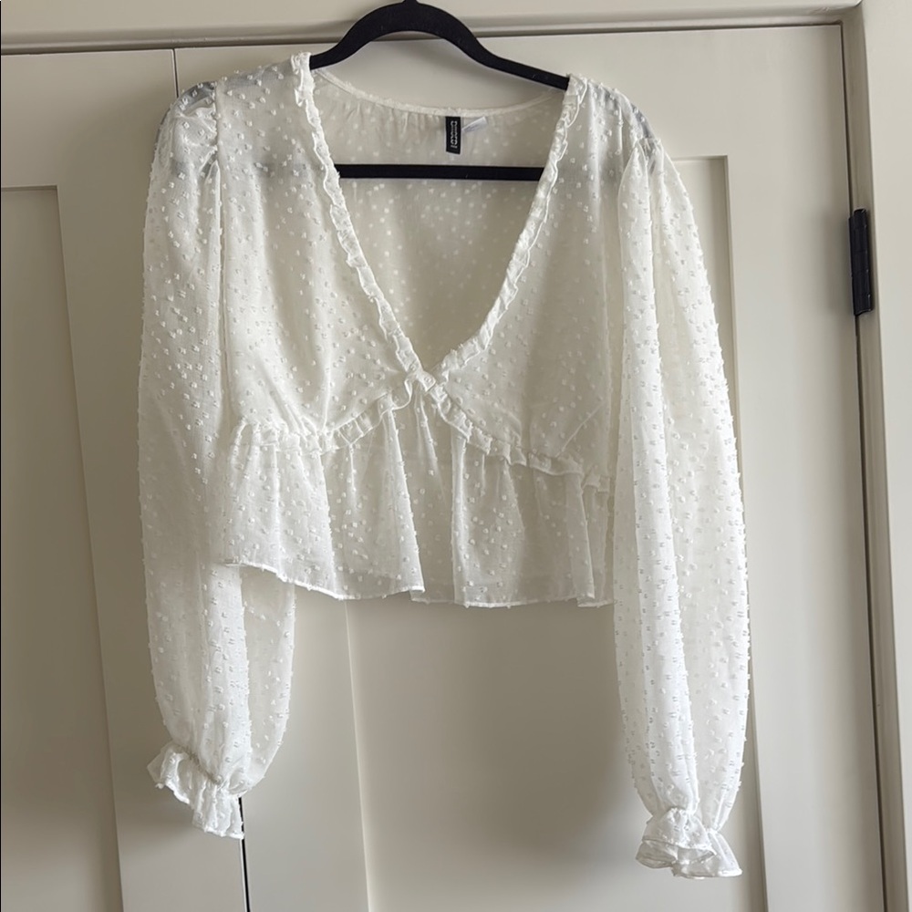 Elegant White Ruffle Blouse